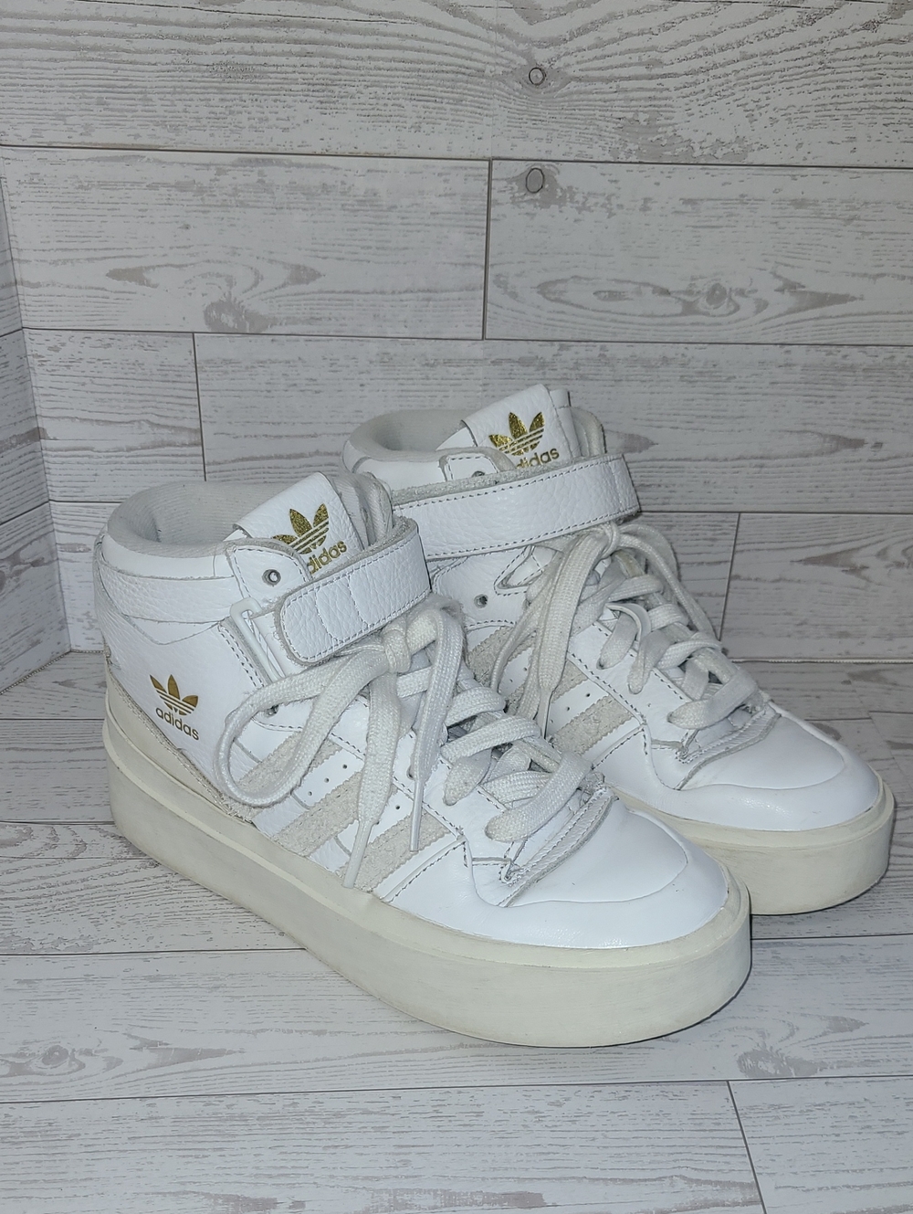 Adidas Forum Bonega Womens White Mid High-Top Platform Sneakers Size 5